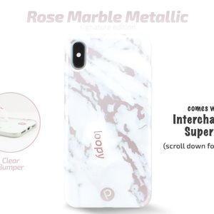 Loopy iPhone XS Max Rose Marble Clear Bumper LEFT HANDED